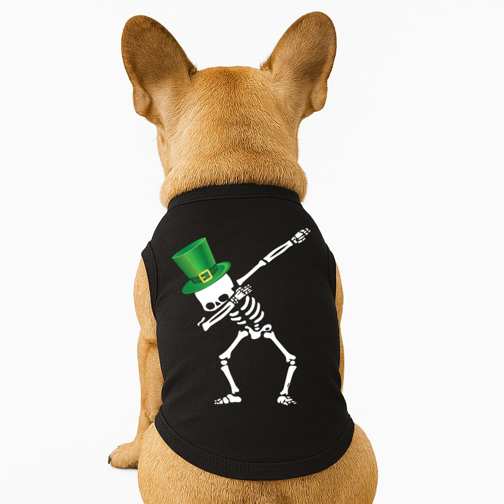 Irish Dabbing Skeleton St. Patrick's Day Doggie Tank