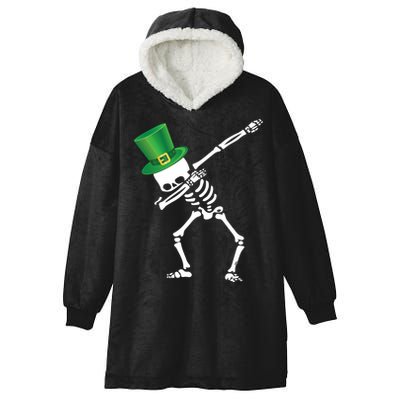 Irish Dabbing Skeleton St. Patrick's Day Hooded Wearable Blanket