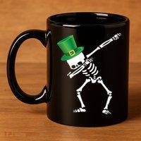 Irish Dabbing Skeleton St. Patrick's Day 11oz C Handle Ceramic Mug