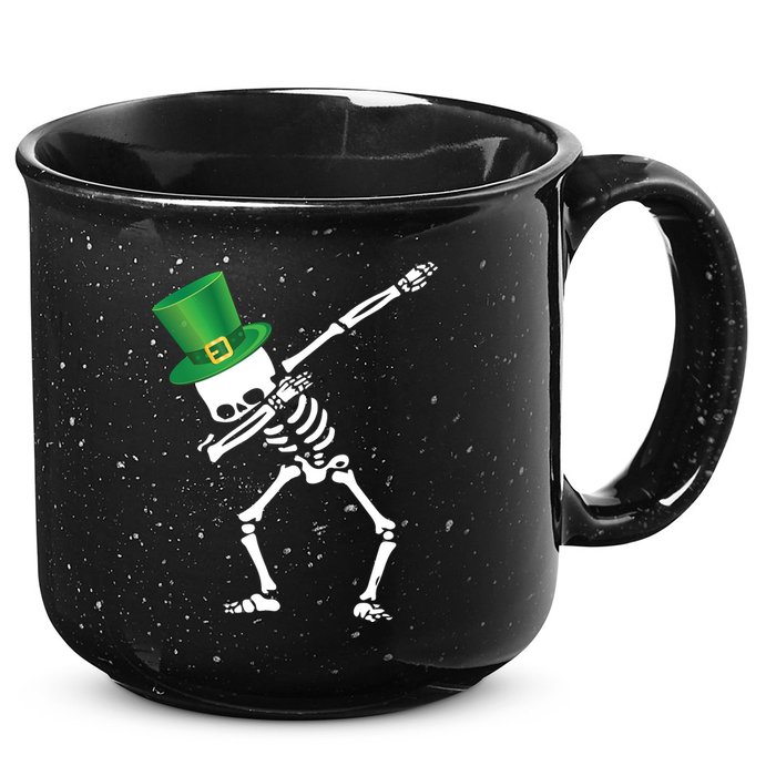 Irish Dabbing Skeleton St. Patrick's Day 15oz Campfire Ceramic Mug