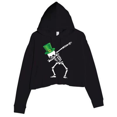 Irish Dabbing Skeleton St. Patrick's Day Crop Fleece Hoodie