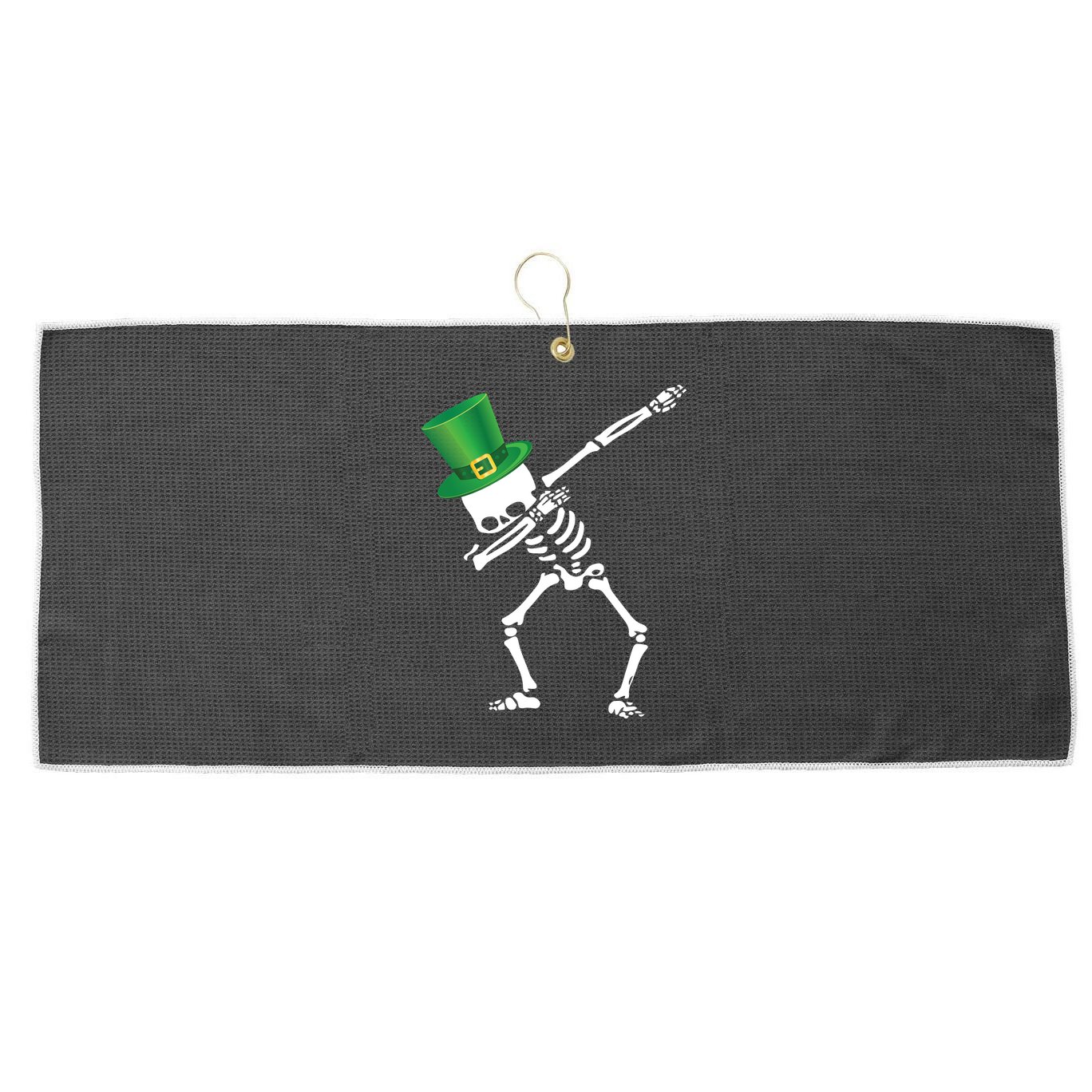 Irish Dabbing Skeleton St. Patrick's Day Large Microfiber Waffle Golf Towel