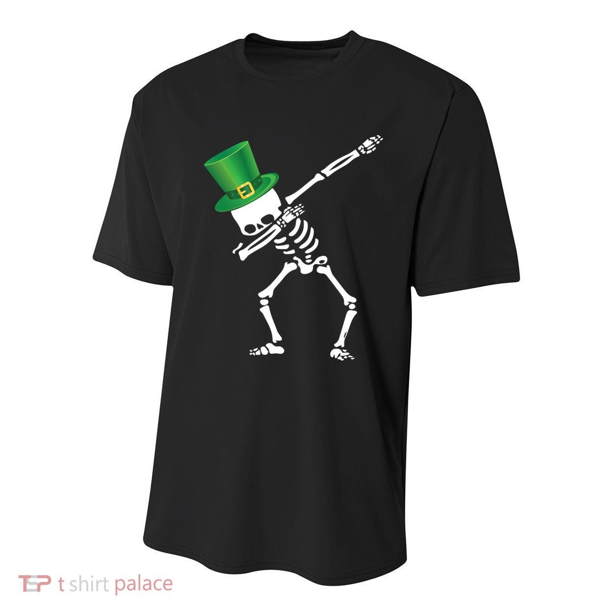 Irish Dabbing Skeleton St. Patrick's Day Youth Performance Sprint T-Shirt