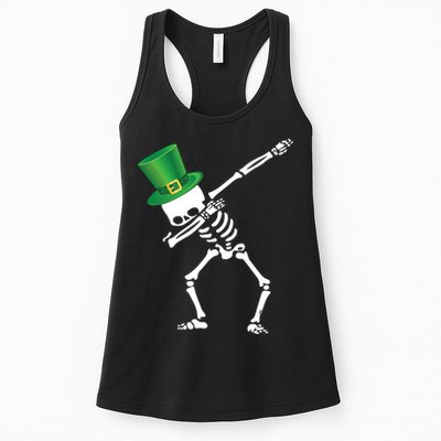 Irish Dabbing Skeleton St. Patrick's Day Womens Tank Top