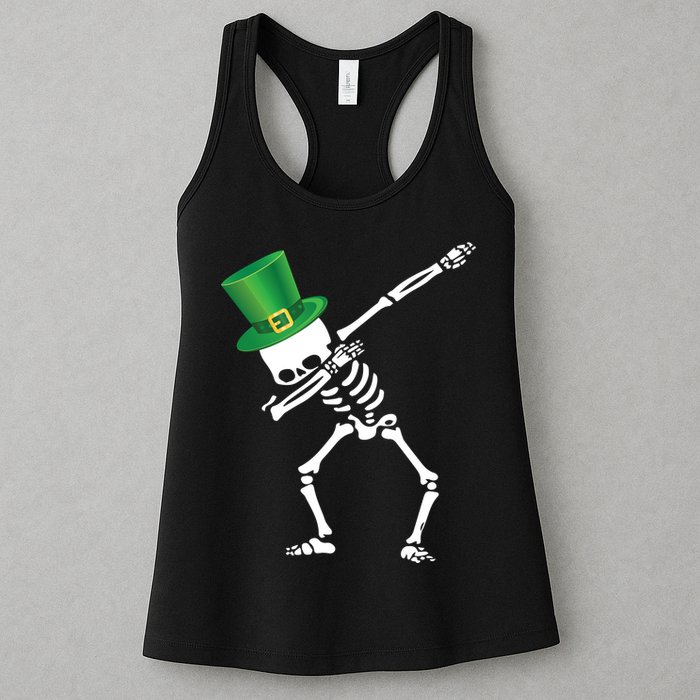 Irish Dabbing Skeleton St. Patrick's Day Womens Tank Top