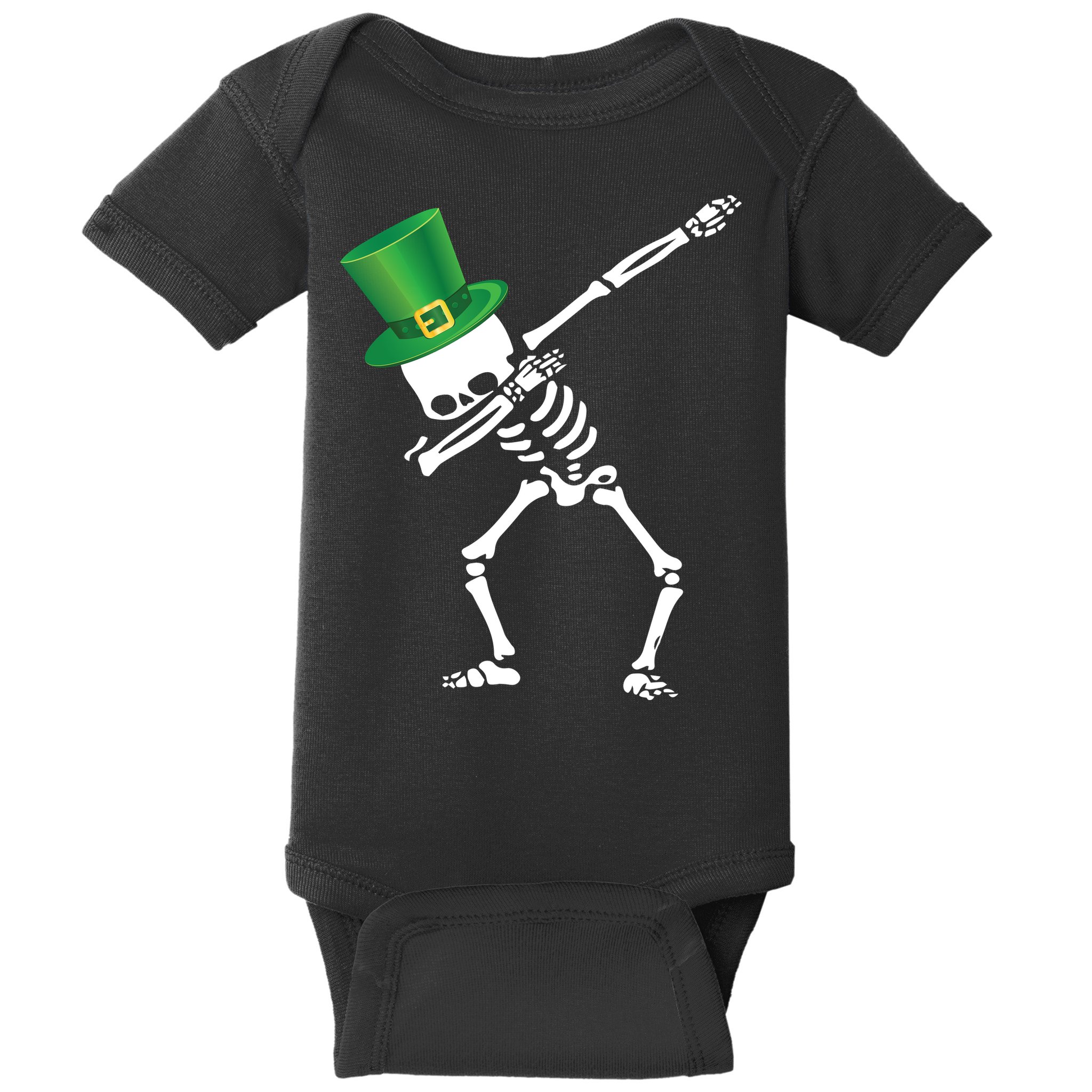 Irish Dabbing Skeleton St. Patrick's Day Baby Bodysuit