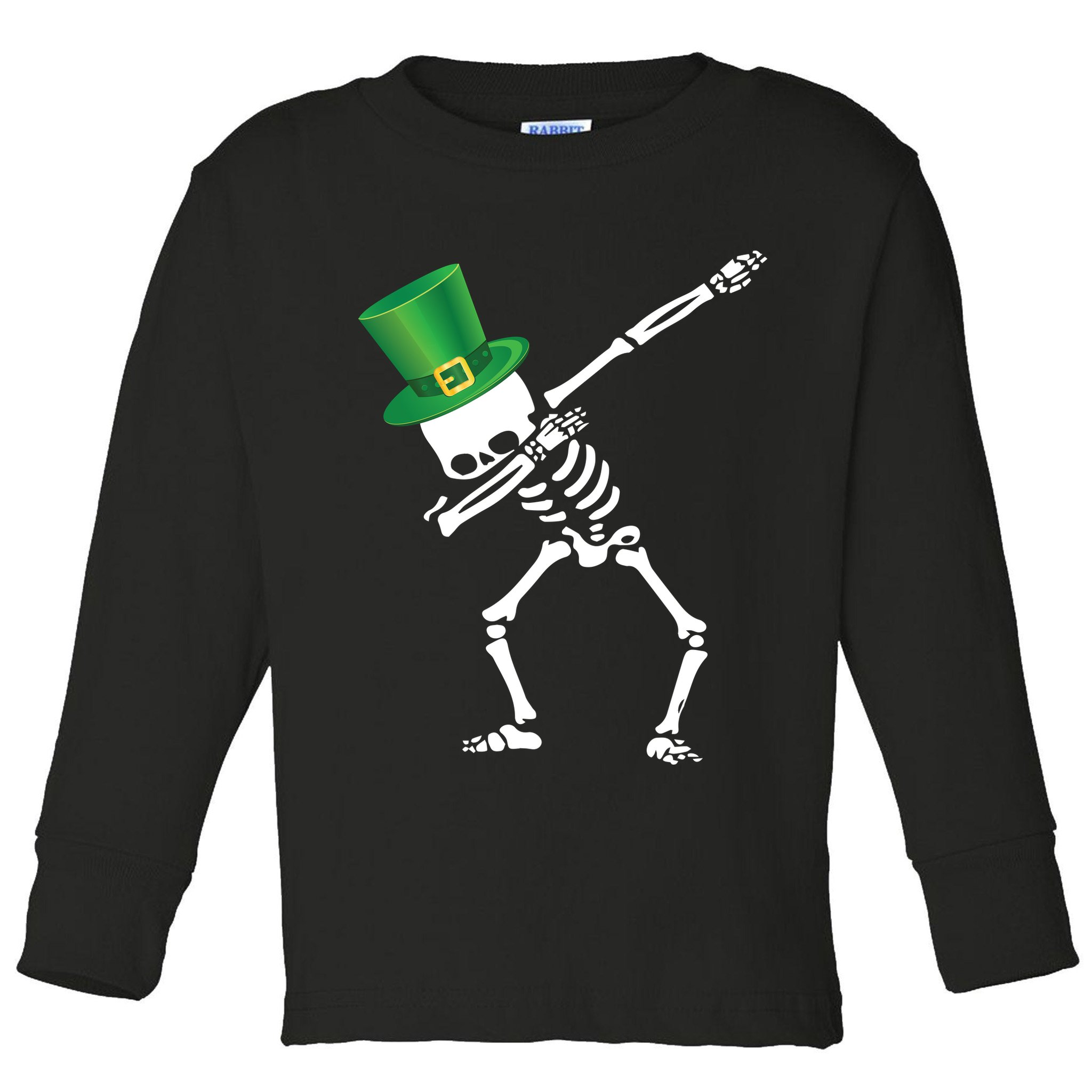 Irish Dabbing Skeleton St. Patrick's Day Toddler Long Sleeve Shirt