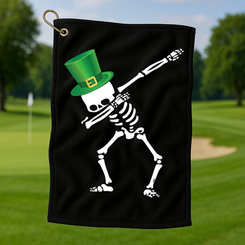 Irish Dabbing Skeleton St. Patrick's Day Golf Towel