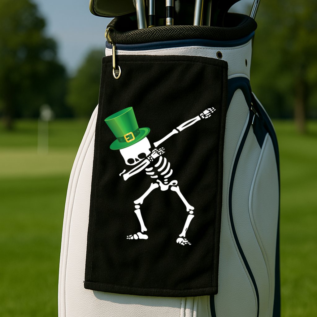 Irish Dabbing Skeleton St. Patrick's Day Golf Towel
