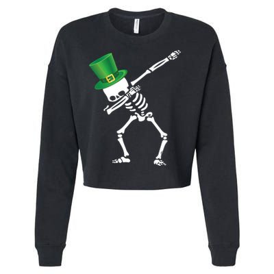 Irish Dabbing Skeleton St. Patrick's Day Cropped Pullover Crew