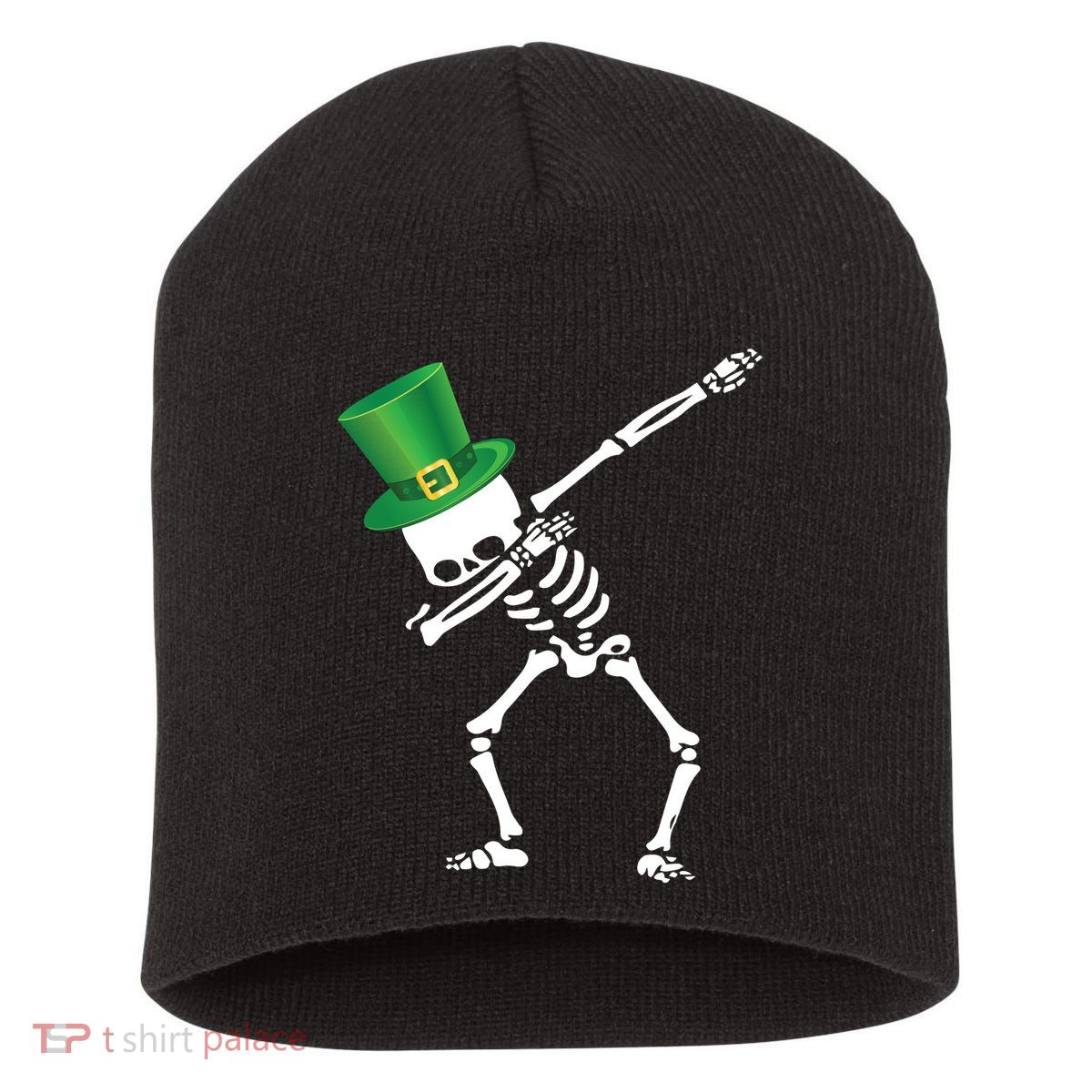 Irish Dabbing Skeleton St. Patrick's Day Short Acrylic Beanie