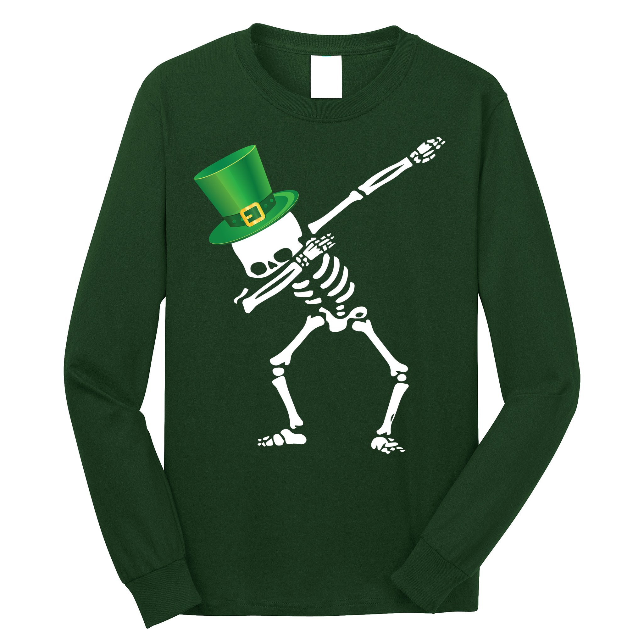 Irish Dabbing Skeleton St. Patrick's Day Long Sleeve Shirt
