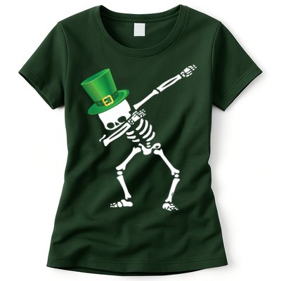 Irish Dabbing Skeleton St. Patrick's Day Womens T-Shirt