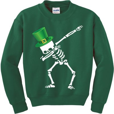 Irish Dabbing Skeleton St. Patrick's Day Kids Sweatshirt