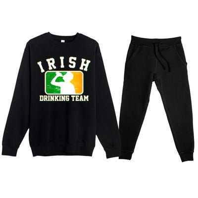 Irish Drinking Team Sports Logo Premium Crewneck Sweatsuit Set