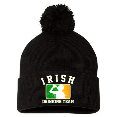 Irish Drinking Team Sports Logo Pom Pom 12in Knit Beanie