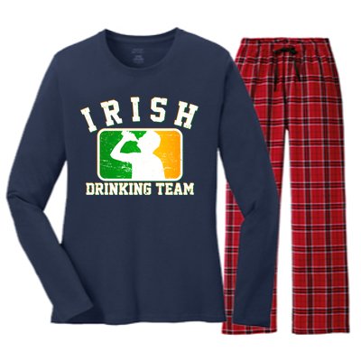 Irish Drinking Team Sports Logo Women's Long Sleeve Flannel Pajama Set 