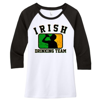 Irish Drinking Team Sports Logo Women's Tri-Blend 3/4-Sleeve Raglan Shirt