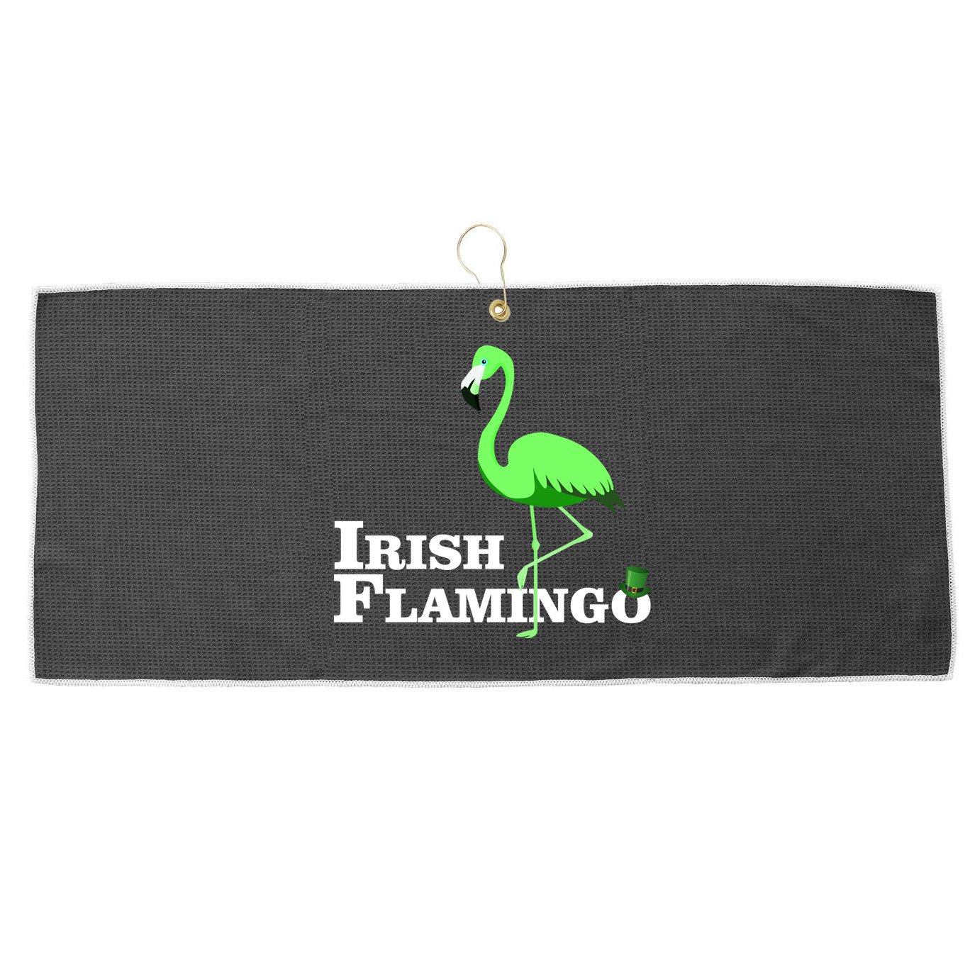 Irish Flamingo Large Microfiber Waffle Golf Towel