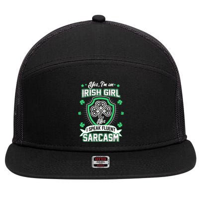 Irish Girl I Speak Fluent Sarcasm 7 Panel Mesh Trucker Snapback Hat