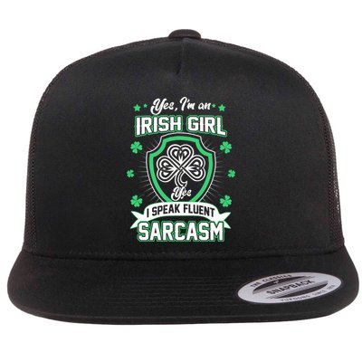 Irish Girl I Speak Fluent Sarcasm Flat Bill Trucker Hat