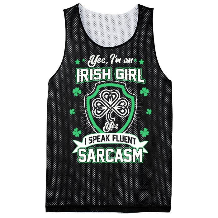 Irish Girl I Speak Fluent Sarcasm Mesh Reversible Basketball Jersey Tank