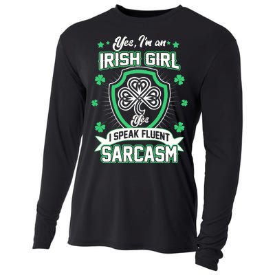 Irish Girl I Speak Fluent Sarcasm Cooling Performance Long Sleeve Crew