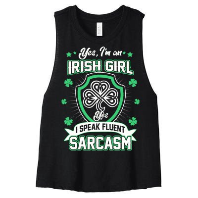 Irish Girl I Speak Fluent Sarcasm Women's Racerback Cropped Tank