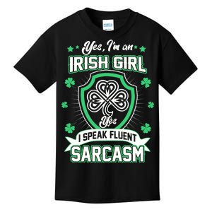 Irish Girl I Speak Fluent Sarcasm Kids T-Shirt