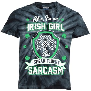 Irish Girl I Speak Fluent Sarcasm Kids Tie-Dye T-Shirt