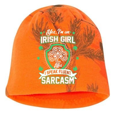 Irish Girl I Speak Fluent Sarcasm Kati - Camo Knit Beanie