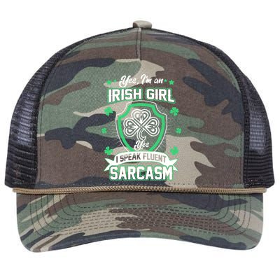 Irish Girl I Speak Fluent Sarcasm Retro Rope Trucker Hat Cap