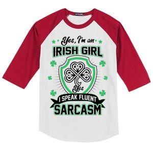 Irish Girl I Speak Fluent Sarcasm Kids Colorblock Raglan Jersey