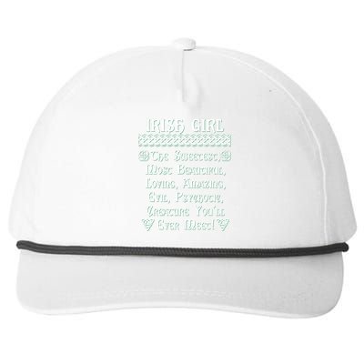 Irish Girl The Sweetest to Psychotic Creature You Will Meet Snapback Five-Panel Rope Hat