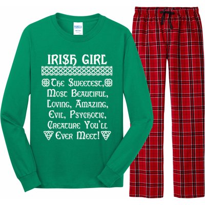 Irish Girl The Sweetest to Psychotic Creature You Will Meet Long Sleeve Pajama Set