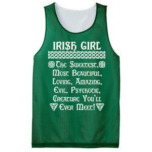 Irish Girl The Sweetest to Psychotic Creature You Will Meet Mesh Reversible Basketball Jersey Tank