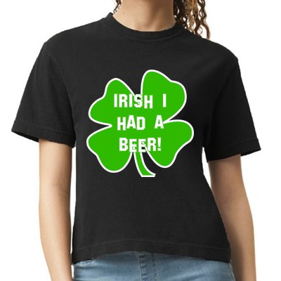 Irish I Had A Beer Clover St. Patrick's Day Comfort Colors Boxy T-Shirt