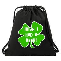 Irish I Had A Beer Clover St. Patrick's Day Drawstring Bag