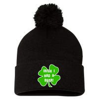 Irish I Had A Beer Clover St. Patrick's Day Pom Pom 12in Knit Beanie