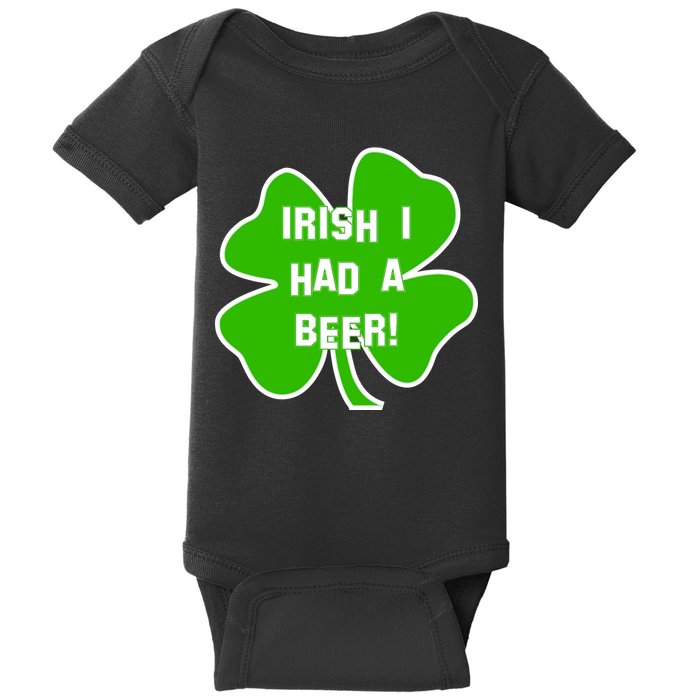 Irish I Had A Beer Clover St. Patrick's Day Baby Bodysuit