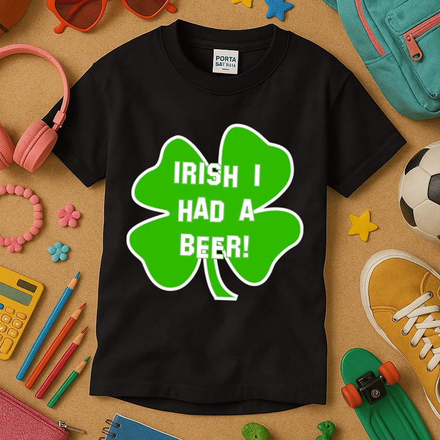 Irish I Had A Beer Clover St. Patrick's Day Kids T-Shirt