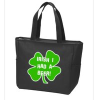Irish I Had A Beer Clover St. Patrick's Day Zip Tote Bag