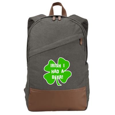 Irish I Had A Beer Clover St. Patrick's Day Cotton Canvas Backpack