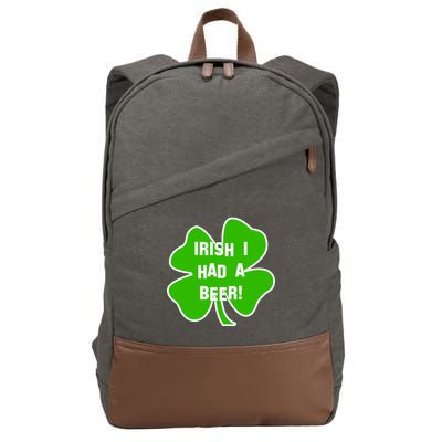 Irish I Had A Beer Clover St. Patrick's Day Cotton Canvas Backpack