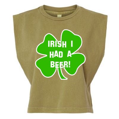 Irish I Had A Beer Clover St. Patrick's Day Garment-Dyed Women's Muscle Tee