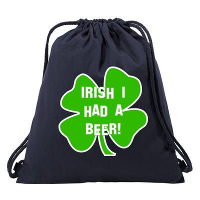 Irish I Had A Beer Clover St. Patrick's Day Drawstring Bag