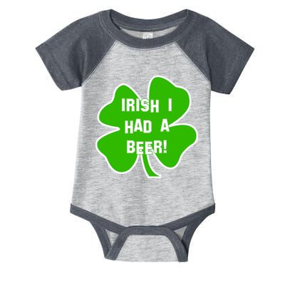Irish I Had A Beer Clover St. Patrick's Day Infant Baby Jersey Bodysuit