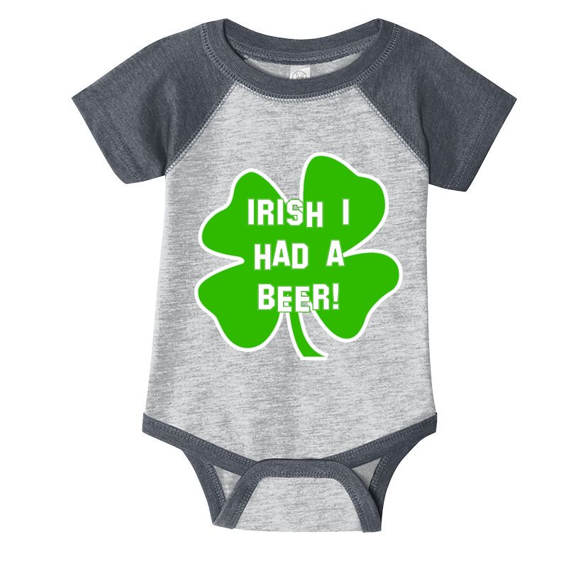 Irish I Had A Beer Clover St. Patrick's Day Infant Baby Jersey Bodysuit