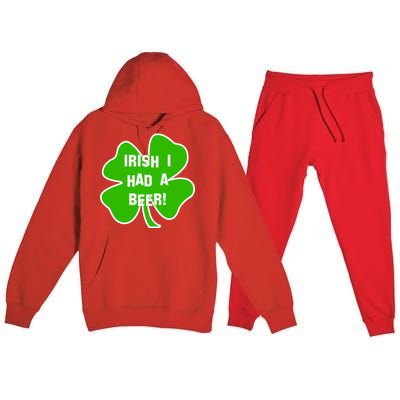 Irish I Had A Beer Clover St. Patrick's Day Premium Hooded Sweatsuit Set