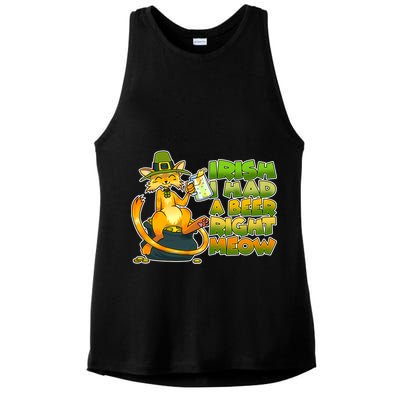 Irish I had A Beer Right Meow Ladies PosiCharge Tri-Blend Wicking Tank